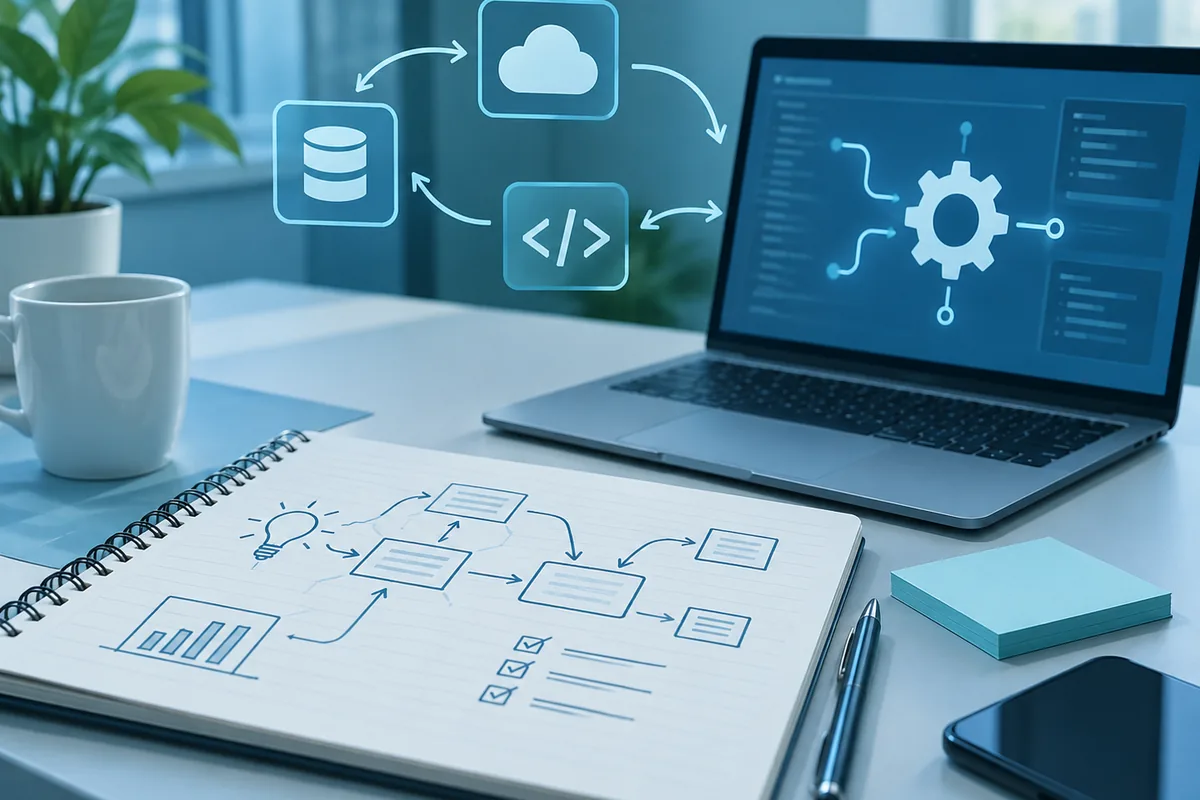 Software connection handover materials on a laptop