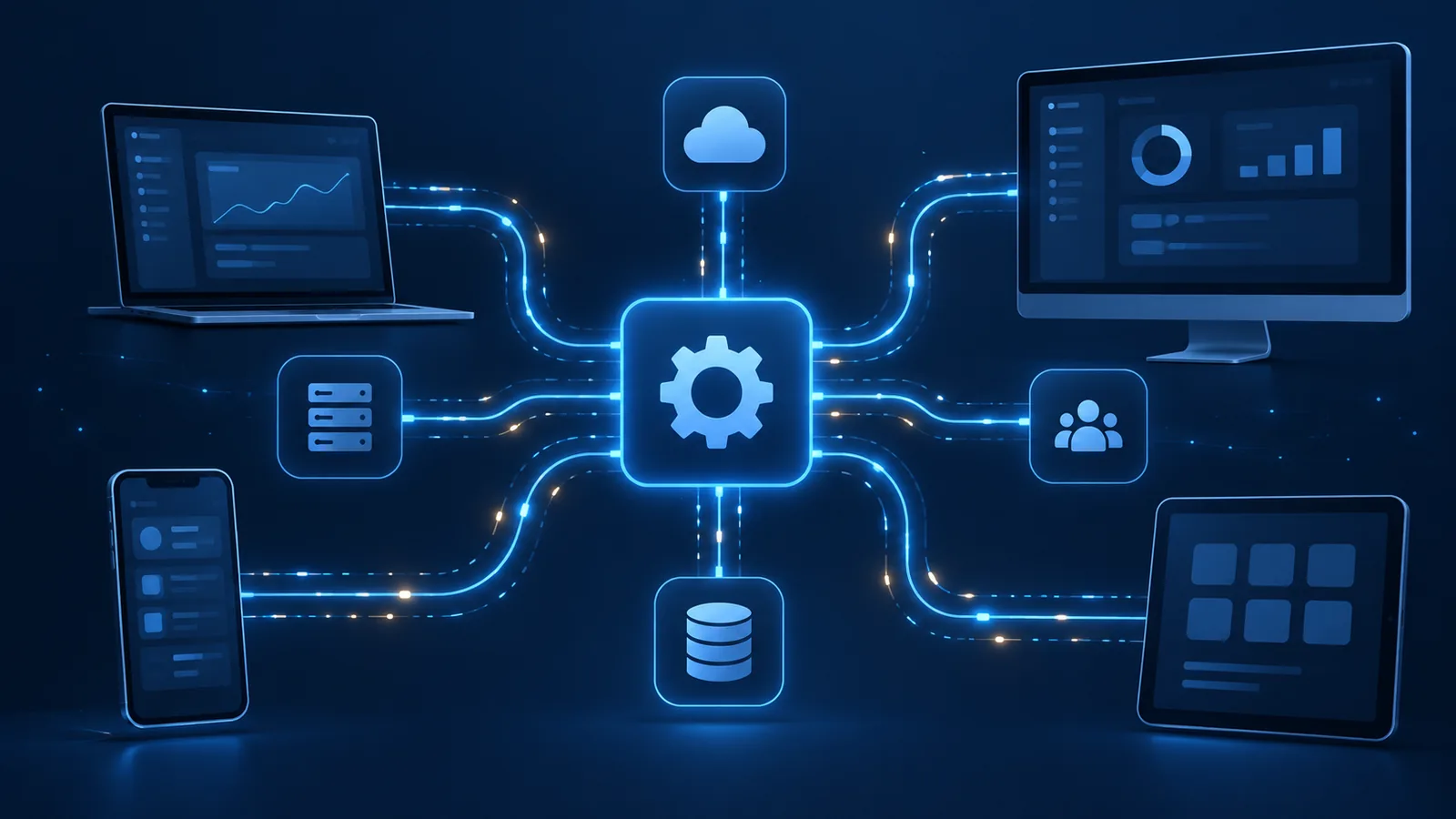 Abstract data connections linking generic software systems
