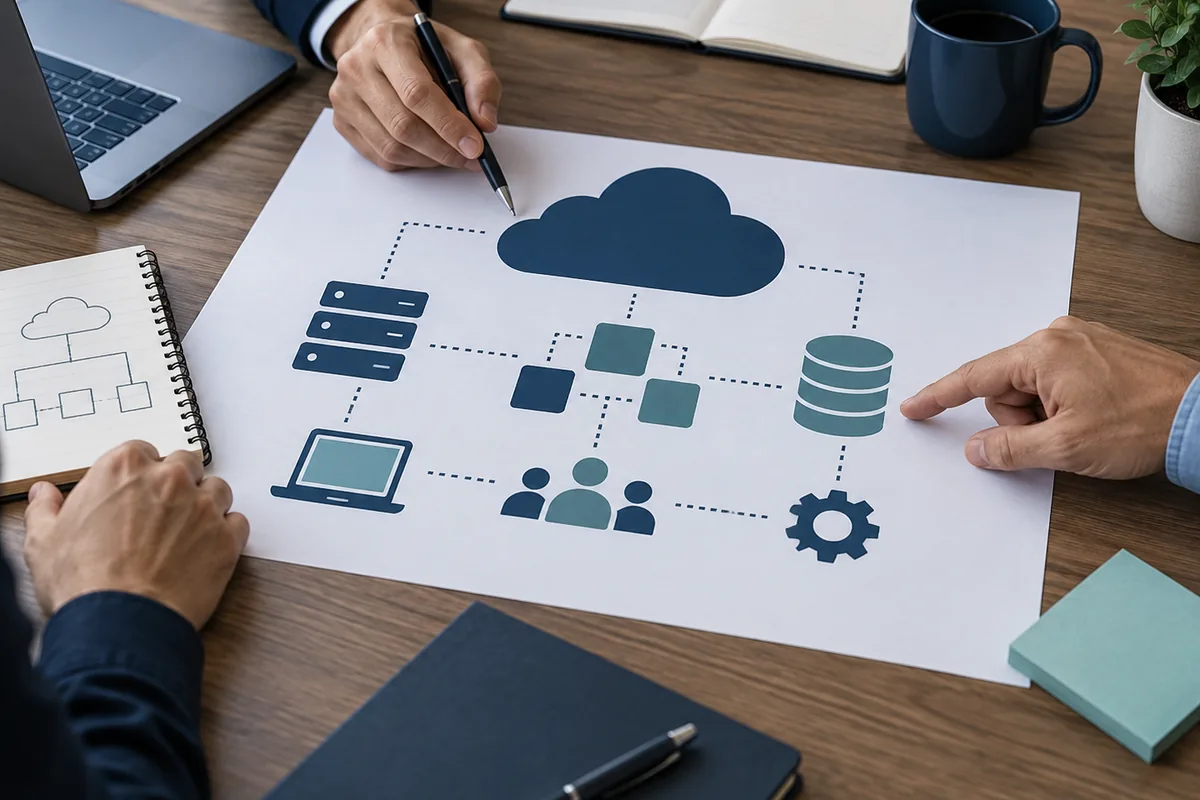 Cloud project handover materials in a modern office