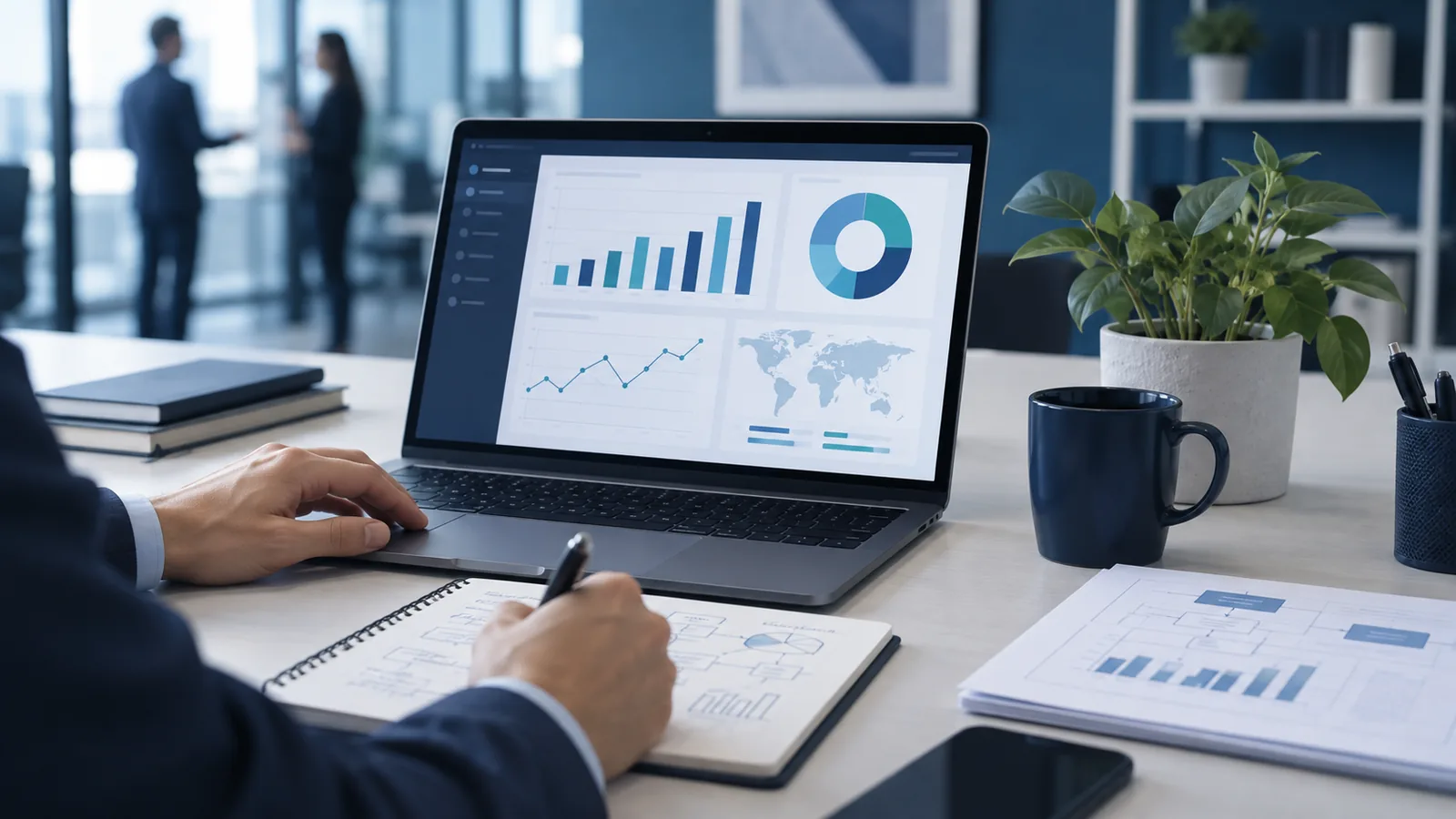 Generic customer and operations dashboard on a laptop