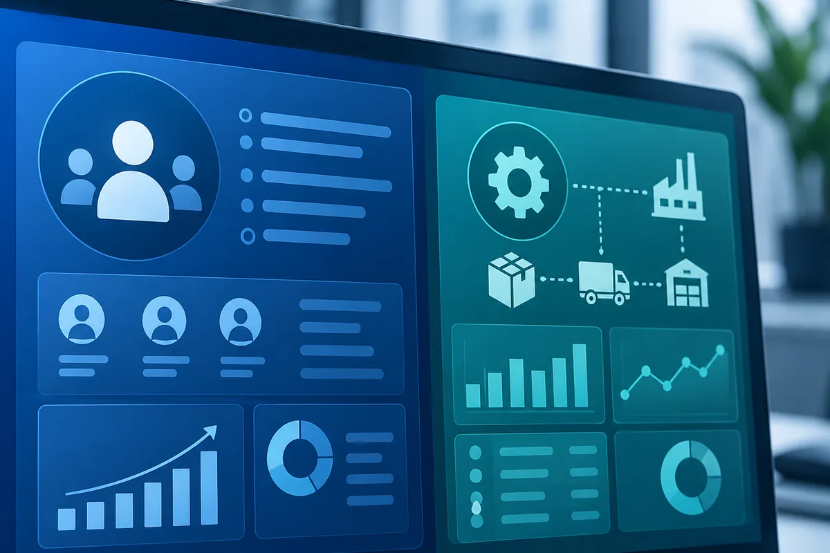 CRM and ERP workflow planning in a workspace
