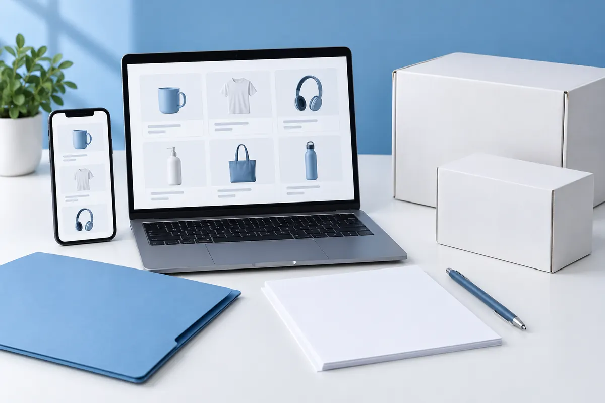 Online store product and checkout screens presented on generic devices