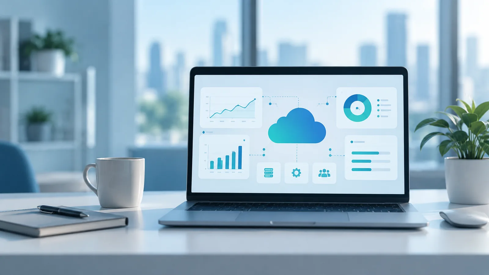 SaaS application concept shown on a generic laptop
