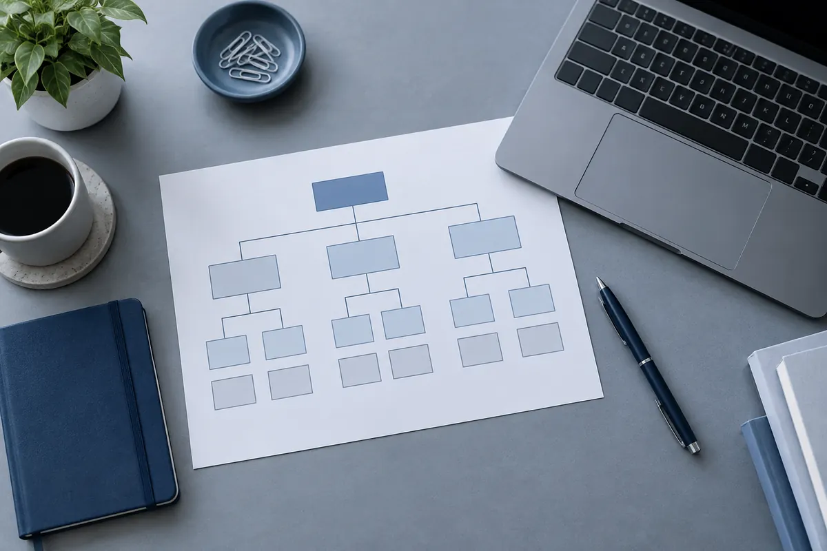 Website development planning notes and responsive layout sketches on a laptop